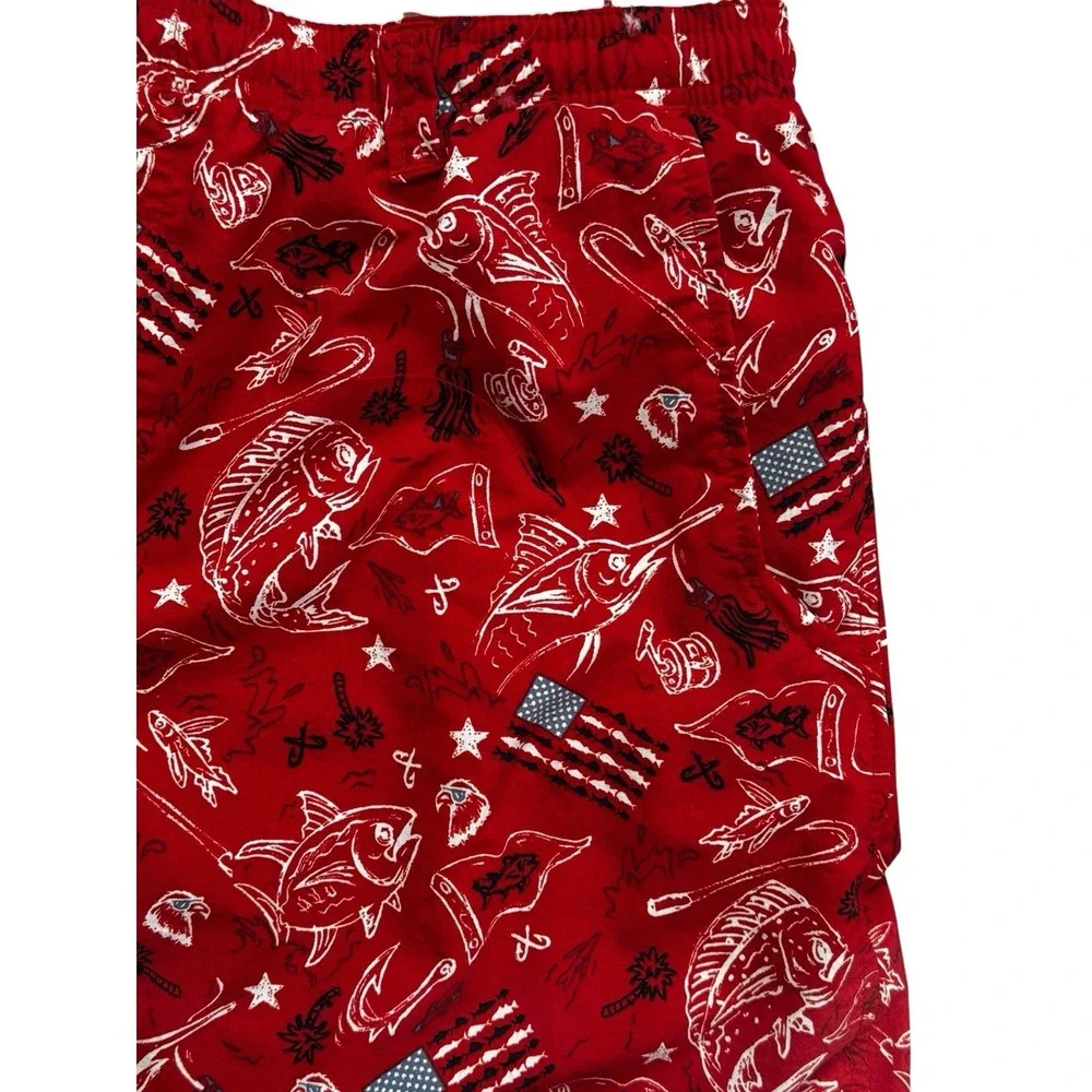 Columbia PFG Water Shorts USA Red White Blue‎ Swim Trunks Mens Large Fourth July